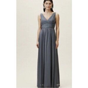 Anthropologie Sz 6 Hitherto BHLDN Fleur Lace Gown Wedding Formal Maxi Dress Gray